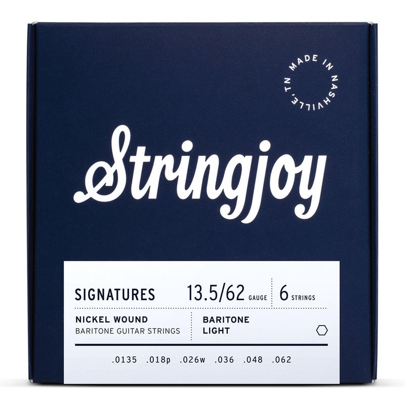 Stringjoy BAL135B Baritone Signatures Nickel Electric Guitar Strings, 13.5-62 Balanced Light Gauge, Baritone Guitars Strings Electric 6 String Set - Image 1